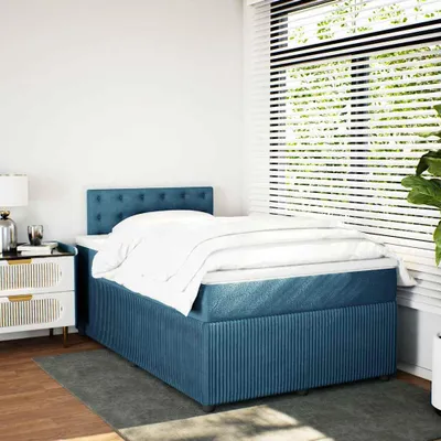 Produktbild von vidaXL Boxspringbett mit Matratze Blau 120x190 cm Samt