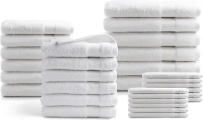 Produktbild von DoubleDry Hotel Kollektion Handtücher Set - 30 Teilig - 100% Baumwolle - 500 g/m² - Weich - Saugstark - Weiß