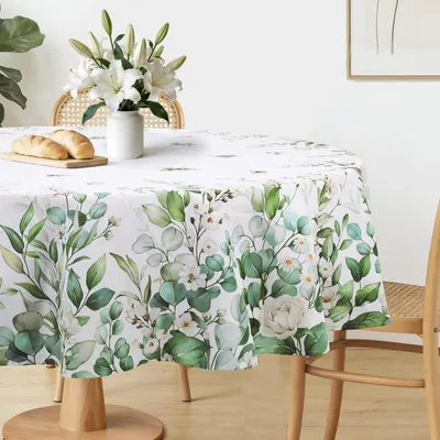 Produktbild von Omgoods Tischdecke, abwaschbar, rund, 152 cm Durchmesser, aus Polyester, langlebig, knitterarm, pflegeleicht, Tischdekoration
