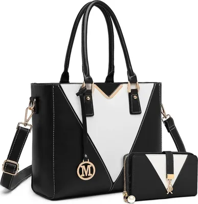 Produktbild von Miss Lulu Handtasche Damen V-förmig Schwarz mit abnehmbarem Schultergurt