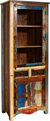 Immagine prodotto di MASSIVMOEBEL24 | Vetrina in legno riciclato 73x45x200 laccato multicolore NATURE OF SPIRIT #115