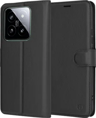 Produktbild von Techsuit Leder Folio Book Wallet Klapphülle für Xiaomi 14 - Schwarz