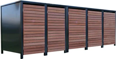 Produktbild von 5 Premium Tailor-Mülltonnenboxen für 240 Liter Tonnen Anthrazit / Front-Edelholz