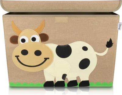Image de Boîte de rangement en tissu pour enfant grand modèle "Vache" avec couvercle Lifeney