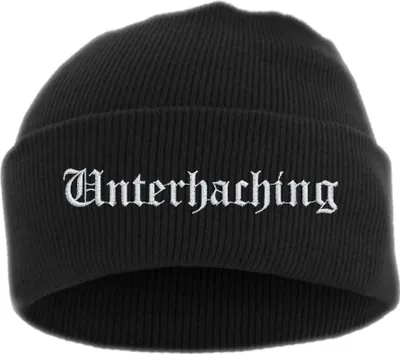 Produktbild von Unterhaching Umschlagmütze - Altdeutsch - Bestickt - Mütze mit breitem Umschlag Einheitsgröße Schwarz