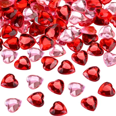 Acrylherzen 200 Stück, rot/rosa, 12 mm, für Deko & Basteln