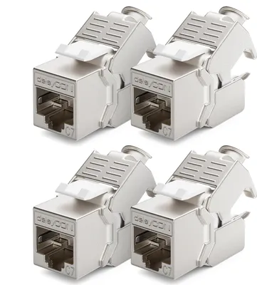 Produktbild von deleyCON 4x CAT 7 Keystone Jack Modul Optimal für CAT7 CAT6 CAT6a Verlegekabel Verbinder Patchkabel Netzwerkkabel STP Schirmung RJ45 Buchse 1000 MHz 10 Gbit/s Schneidklemme (LSA)