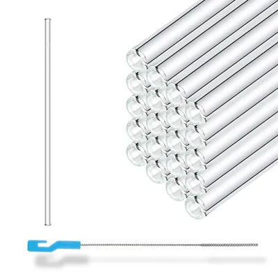 Produktbild von HALM Glasstrohhalm 50x20cm inklusive Profi Reinigungsbürste 50 Stück