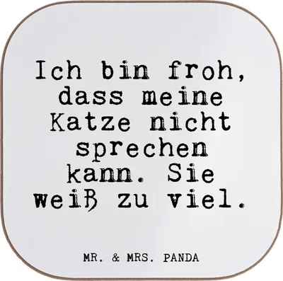 Produktbild von Mr. & Mrs. Panda Untersetzer Tasse Ich bin froh, dass... - Weiß - Geschenk, Flaschenuntersetzer, Glizer Spruch Sprüche Weisheiten Zitate Lustig Weisheit Worte, Glas