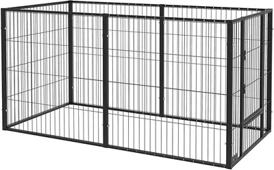Produktbild von Welpenauslauf, 81 cm Hoch Hundelaufstall mit 6 Paneelen, Welpenlaufstall für Kleine, Mittelgroße Hunde, Freilaufgehege mit Tür, für Innen, Stahl, 82,5-150 x 79 cm, Schwarz