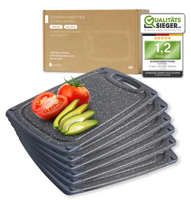 Zdjęcie produktu dla Zestaw 6 sztuk desek do śniadań, wykonanych z tworzywa sztucznego, o wymiarach 25 x 15 cm, wolnych od BPA - praktyczne akcesoria kuchenne do śniadań i przekąsek, idealne do użytku w kuchni i podczas posiłków