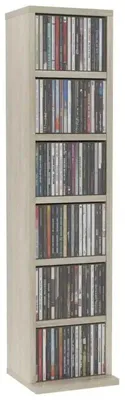 Produktbild von CD Regal - Schrank aus Holz - 6 offene Fächer - 21x20x88 cm - Wandmontage mit Kippschutz - Sonoma Eiche braun