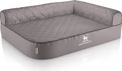 Produktbild von Knuffelwuff Orthopädisches Eck Hundebett Winslow aus laser-gestepptem Kunstleder XXL 120 x 80cm Lehne Rechts Grau