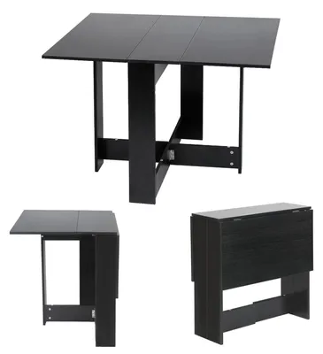 Obrázok produktu pre Rozkladací kuchynský stôl – jedálenský stôl pre 4–6 osôb – obdĺžnikový tvar, rozmer 102,5 x 76 x 73 cm – drevo – škandinávsky dizajn – čierna farba