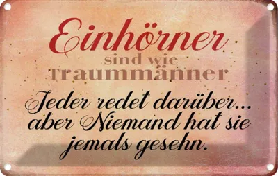 Produktbild von vianmo Blechschild 20x30 cm Einhörner sind wie Traummänner Dekoration Spruch Zitat