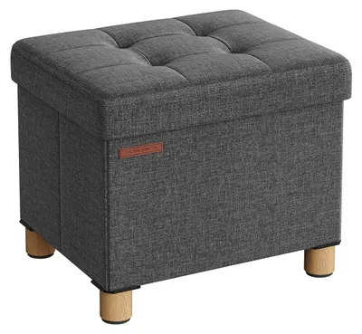 Produktbild von Aufbewahrungsbank und Fußhocker – MDF – Leinenoptik – Dunkelgrau – 32 x 40 x 33,5 cm – 29 L