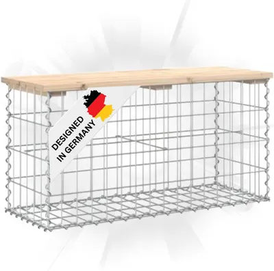 Produktbild von DELUKE® Gartenbank Gabionen BIKS aus Stahl | 83x31,5x42cm Kiefernholz Natur | Gabionenbank Gartentisch aus Gabionen Steinkorb Gabionengitter Ziergabione Drahtkorb befüllbar