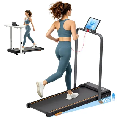 Produktbild von Laufband 3-in-1 Für Zuhause, Klappbares Laufband mit Fernbedienung, 1–12 km/h, 3,0 PS Spitzenleistung, Manuelle Steigungsfunktion, LED-Display