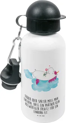 Produktbild von Mr. & Mrs. Panda Sportflasche Einhorn Verliebt - Weiß - Geschenk, Kindergarten Trinkflasche, Unicorn, für den, Wasserflasche, Freundin, Liebe, Einhörner, Kinder