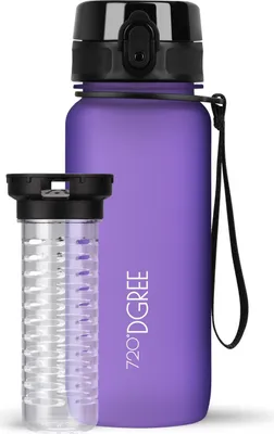 Produktbild von uberBottle softTouch Trinkflasche mit Fruchtbehälter 650ml / Ultra Violet/ 720DGREE