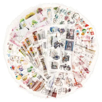 Imagen del producto de Pegatinas Washi, paquete de 72 hojas - Pegatinas para álbumes - Decoración para scrapbooking - Álbum de diario - Manualidades y proyectos DIY - Para adultos - Pegatinas para álbumes