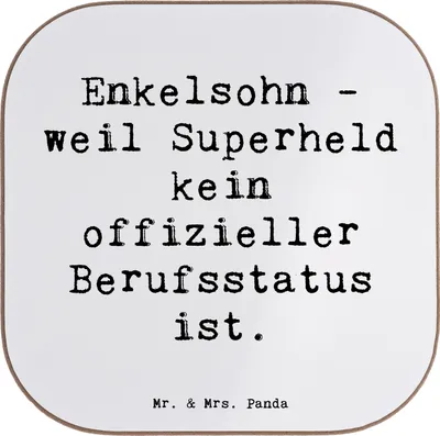 Produktbild von Mr. & Mrs. Panda Personalisierter Bierdeckel Enkelsohn Held - Weiß - Geschenk, Untersetzer, Familie, personalisiert, bedruckt, Verwandte, Personalisierte, Dankeschön