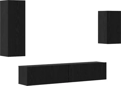 Immagine prodotto di vidaXL Set di 4 mobili TV, colore nero, effetto legno di quercia, materiale: legno ingegnerizzato