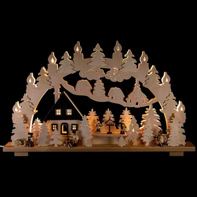 Produktbild von Schwibbogen Waldhaus (70x43cm) von Schwibbola