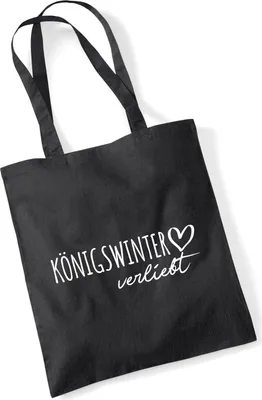 Produktbild von Huuraa Jutebeutel Königswinter verliebt 10 Liter Black Baumwolle Tasche Geschenkidee