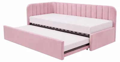 Produktbild von Kinderbett Alvin 02 100x200 - Jugendbett mit einer Schublade und zwei Liegeflächen - Einer Matratze T28-30 - Weich Trinity-Stoff - Rosa, Links