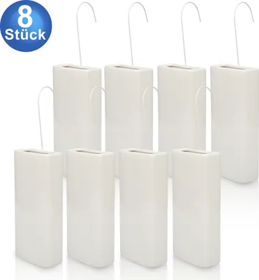 Produktbild von Fiqops 8er Verdunster 400ml Luftbefeuchter Heizung Keramik Weiß Wasser Verdampfer Wasserverdunster
