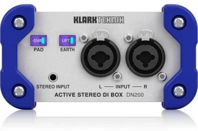 Produktbild von Klark Teknik DN200 V2 aktive 2-Kanal DI-Box, Combo/RCA Eingänge, XLR/Klinke Ausgänge, transformatorisoliert