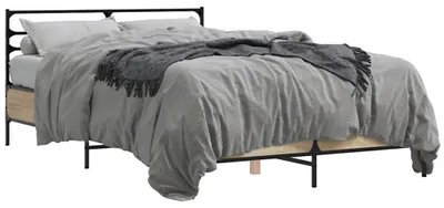 Produktbild von vidaXL Bettgestell Sonoma-Eiche 140x190 cm Holzwerkstoff und Metall