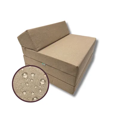 Produktbild von Klappmatratze mit Kopfteil Wasserfester Outdoor-Bezug Beige Matratze Faltmatratze Camping Erwachsene Kinder 200x70x10cm