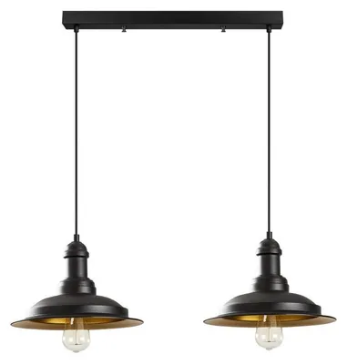 Image de Suspension Luminaire en fer noir et doré 62 x 30 cm hauteur 128 cm 2 lumières E27 40 W IP20 réglable Moderne