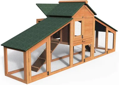 Immagine prodotto di Pollaio in legno di 210x85x85 cm, completo di nido, recinto e rampe, adatto per piccoli animali e galline