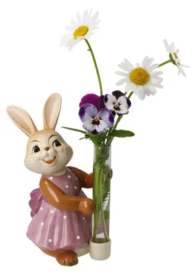 Produktbild von Goebel Figur Hasenmädchen mit Vase - Lass Blumen sprechen, Ostern, Steingut, Bunt, 14.5 cm, 66846151