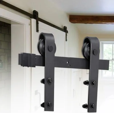 Immagine prodotto di Bettizia porta scorrevole montaggio camera porta montaggio Big Wheel barn door carico 150kg binari di scorrimento sistema porta scorrevole set 183 cm