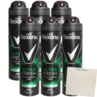 Produktbild von Rexona Men Deo Spray Active Fresh 6er Pack (6x150ml Sprühdose) + usy Block
