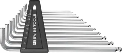 Image de PB Swiss Tools Jeu de tournevis coudés hexagonaux en pouces, chromés, nombre de tournevis : 12Z