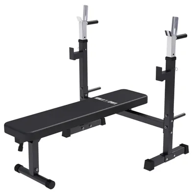 Produktbild von GORILLA SPORTS® Hantelbank - mit Ablage, Verstellbar, Klappbar, Flach, bis 200/300 kg, Stahl, Schwarz - Trainingsbank, Fitnessbank, Bankdrücken Bank