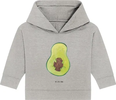 Produktbild von Mr. & Mrs. Panda Organic Baby Hoodie Avocado Kern 24. - 36. Monat - Heather Grey - Geschenk, Pflanze, Lächeln, Spruch Leben, Kapuzensweatshirt, Frucht, Kapuzenshirt
