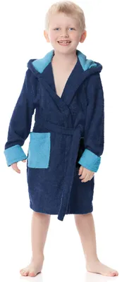 Image de Ladeheid Peignoir de bain enfant en éponge 100% coton LA40-103 (Bleu marine/Jeans (D12/D03), 110-116)