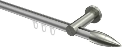 Produktbild von Interdeco Innenlaufstange / Gardinenstange mit Innenlauf Silbergrau / Edelstahl-Optik, Typ Platon Samanto (Rillenpatrone), 20 mm Ø 1-läufig, 120 cm
