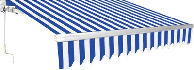 Produktbild von EINFEBEN Sonnenmarkise Markisen Gelenkarmmarkise manuelle , Aluminium Gelenkarm Markise, 3,5 x 3 m, Sonnenschutz UV-bestaendig und wasserfest, mit Handkurbel, fuer Balkon und Veranda, Blau Weiss