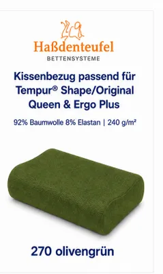 Produktbild von Kissenbezug passend für TEMPUR Shape/Original Queen & Ergo Plus – 20 Farben, KI-generiertes Bild