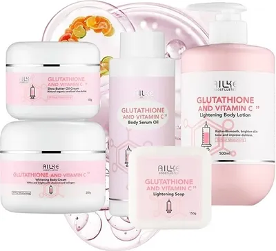 Produktbild von Glutathion & Vitamin C Set, Aufhellende Lotion, Feuchtigkeitscreme, 5 in1 Set