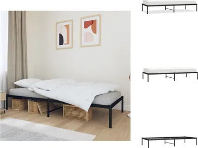 Immagine prodotto di vidaXL Struttura letto in metallo nero 90x200 cm - Letti e strutture letto