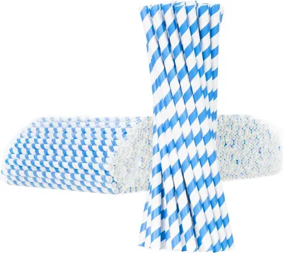 Obrázok produktu pre ekologické papierové slamky PAPIEROVÉ SLAMKY 6/205mm - biele a modré 500ks.