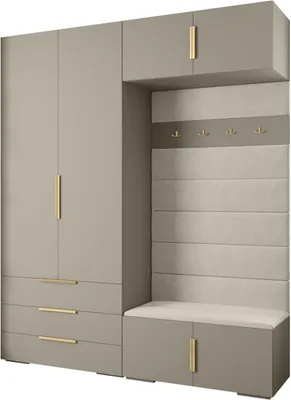 Produktbild von MEBLE KRYSPOL Inova 1 Möbelset Garderobe, 236,7x200x47cm - Kaschmir, Manila 02, Gold